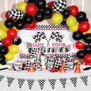 Irenare 3 Pcs Racing Table Cloths Car Birthday Party Supplies 54 x 108 Inch Racetrack Table Runner Covers Disposable Rectangular Road Tablecloth for Kids Boy Car Theme Birthday Party Decor (White)