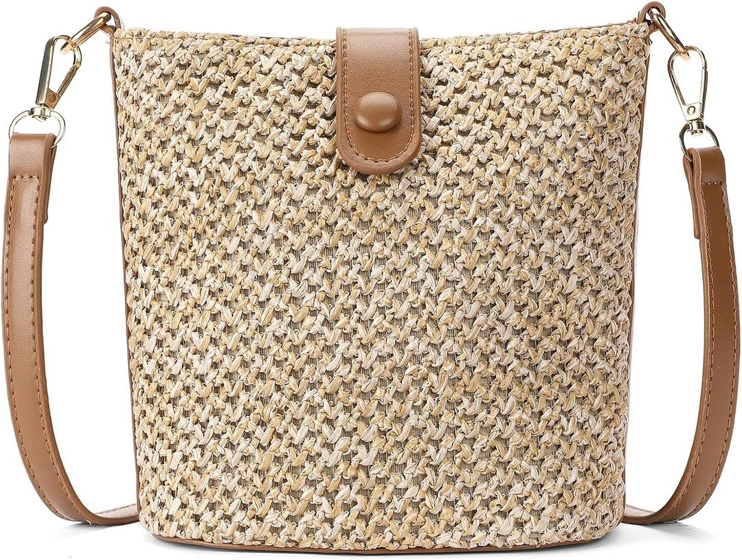 RNIEGA Small Straw Crossbody Bag for Women Woven Summer Shoulder Phone Purse Beach Handbag for Vacation