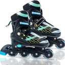Adjustable Inline Skates for Boys Girls Ages 4-16, All 8 Wheels of Inline Roller Skates Light Up, Roller Skates Blades for Youth Kids Indoor & Outdoor Beginners, Large - Youth