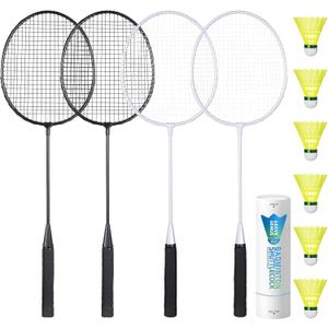 AboveGenius Badminton Rackets Set of 4 for Outdoor Backyard Games, Including 4 Rackets, 6 Nylon Badminton Shuttlecocks, Lightweight Badminton Racquets for Beginners