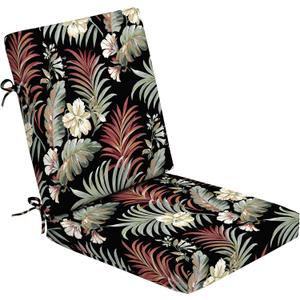 Arden Foam Outdoor Dining Chair Cushion, 20 x 20, Made with ProFoam, Rain-Proof, Fade Resistant, Simone Black Tropical