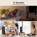 Let'me Bladeless Desk Fan Small Quiet, 5-Speed Bedside Table Fan with 3-Level Brightness Night Light, 72 Oscillation, 9-Hour Timer, Wired Power with Adapter, Fan for Bedroom Office Home, 13x5 Inch
