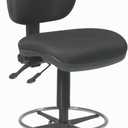 Office Star DC Series Deluxe Ergonomic Adjustable Padded Drafting Chair with 18.5 Inch Chromed Footring and Dual Wheel Carpet Casters, Icon Black Fabric, 19 W X 25 D X 46 H