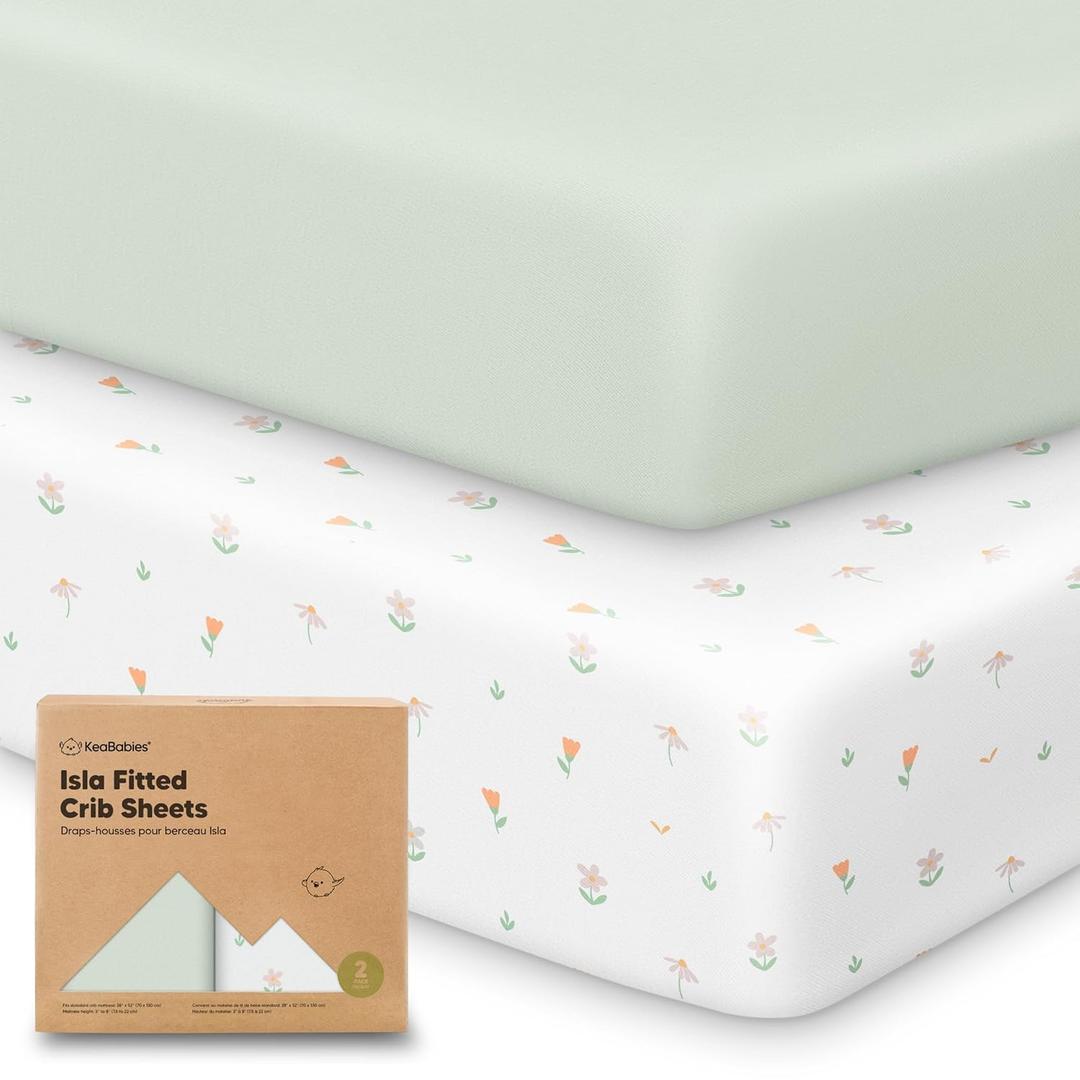 2-Pack Crib Sheets for Boys, Girls - Viscose Derived from Bamboo Fitted Crib Sheet, Baby Crib Sheets Neutral, Crib Mattress Sheet, Toddler Bed Sheets, Baby Sheets for Crib Fitted Sheets (Wildflowers)
