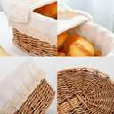 YAHUAN Round Bread Basket Serving Woven Bread Baskets Wicker Basket Sourdough Proofing Basket with Removable Liner and Cover (Wicker)
