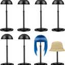 Geegoods Adjustable Wig Stand Set of 8, 9.8"-18.9" in Height, Sturdy Anti-Slip Wig Hat Holder for Styling, Drying, Travel