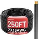 Energeaster 250FT 16 Gauge Low Voltage Landscape Wire 2 Conductors Low-Voltage Wire Hookup LED Lighting Strips Flexible Cable Copper Clad Aluminum(16AWG 250FT)