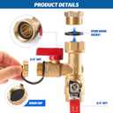 8Pcs 3/4 Inch IPS Isolator Tankless Water Heater Valve Kit with 2Pcs 3/4" NPT to 1/2" FNPT and 2Pcs Brass Pipe Fitting, Tankless Water Heater Flushing Kit with Pressure Relief Valve, Clean Brass