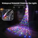 WBao Outdoor Christmas Decorations with 12" Star Topper, 344 LED 11.9ft Waterfall Christmas Lights with Remote Control, 8 Modes, 3 Timers, UL Listed, Waterproof for Tree Roof Porch Decor, Multicolor