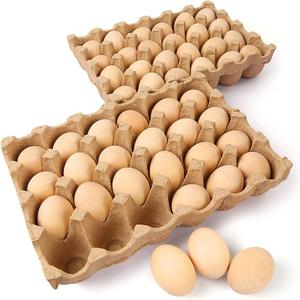 SallyFashion 48 Pcs Wooden Eggs for Crafts, Fake Brown Eggs to Paint Easter Dyeable Decorations Baskets for Kids Color