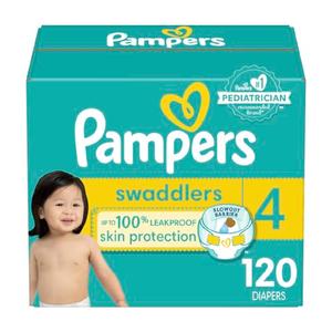 Pampers Baby Diapers - Swaddlers - Size 4, 120 Count, Ultra Absorbent Disposable Infant Diaper