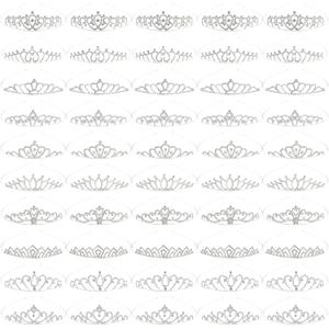 TOBATOBA 50Pcs Tiaras for Women Girls Sparkling Rhinestone Tiaras Bulk Set Princess Crowns for Women Girls Crown Headband for Birthday Party Wedding School Classroom Costumes Proms