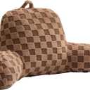 Aimuan Reading Pillow Checkered Bed Rest Wedge Backrest Checkerboard Pillow with Arms Back Support for Sitting Up in Bed Cushion Incline Rest Sleeping Snoring Pillow (Khaki, Large)