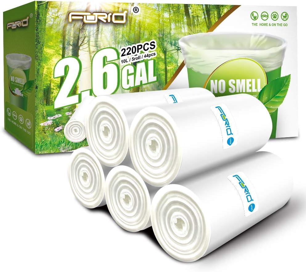 Small Clear Trash Bags FORID 2.6 Gallon Garbage Bags Wastebasket Bin Liners 220 Count Plastic Trash Bags for Bathroom Bedroom Office Garbage Can (220 count)