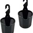 JAVOedge (2 Pack) Over The Back Car Seat Headrest Hanging Mount Universal Cup Holder for Interior Storage Organizer, Black