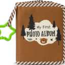 Baby's My First Family Album Soft Photo Cloth Book Forest Brown Bear My First Book of Photos Baby Memory Album Gift Holds 4x6 Pictures for Babies Newborn Toddler & Kids Baby Shower