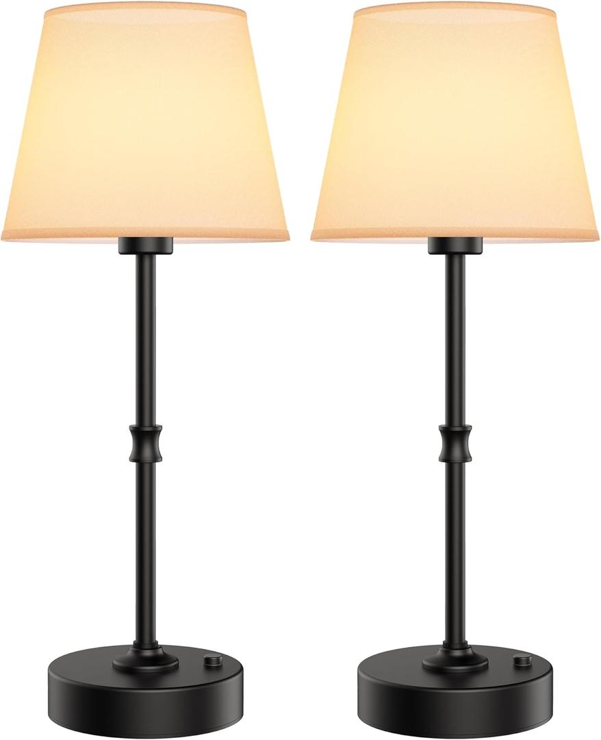 EppieBasic Cordless Table Lamp Rechargeable: Fast Charging & Long Lasting - 2700K Warm Light Small Vintage Brass Bedside Lamps - Dinning Living Room Bedroom - 2 Pack