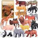 Safari Animals Figures Toys, Realistic Jumbo Wild Zoo Forest Figurines Plastic African Jungle Animals Playset for Kids Toddlers, 16Piece Gift Set