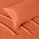 Amazon Basics Lightweight Super Soft Easy Care Wrinkle Free Microfiber 3-Piece Bed Sheet Set with 14-Inch Deep Pockets, Twin, Brick, Solid