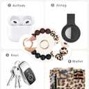 Wristlet Wallets for Women Cute Keychain Wallet with AirTag Holder RFID Small Credit Card Holder Boho Beaded Wallet Keychain WristletLeopard