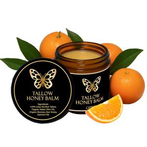 Beef Tallow for Skin, Tallow Honey Balm, Natural Organic Beef Tallow Balm with Raw Honey, Moisturizing Cream for All Skin Types (1Pc, Orange)