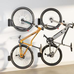 monTEK No-Lift Swivel Bike Wall Mount, Bike Hangers for Garage, 2 Pack