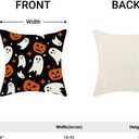 Halloween Pillow Covers 18x18 Pack of 2 Black Orange Ghost Pumpkin Throw Pillow Covers Outdoor Decoration,Autumn Halloween Holiday Ghost Pillowcase Linen Decorative Cushion Case for Couch Sofa