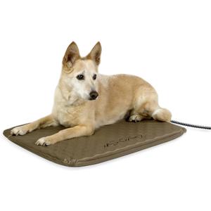 K&H Pet Products Lectro-Soft Orthopedic Outdoor Heated Dog and Cat Bed for Medium Dogs or Big Cats, Soft/Flexible Safety Listed Warming Pad, Waterproof, Washable Cover - Medium 24 X 19in Tan 40W
