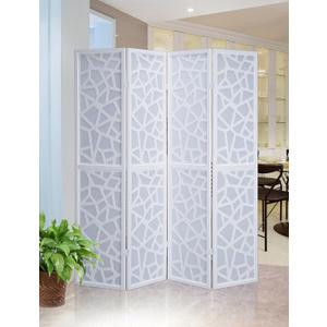 Roundhill Furniture Giyano 4 Panel Screen Room Divider, White