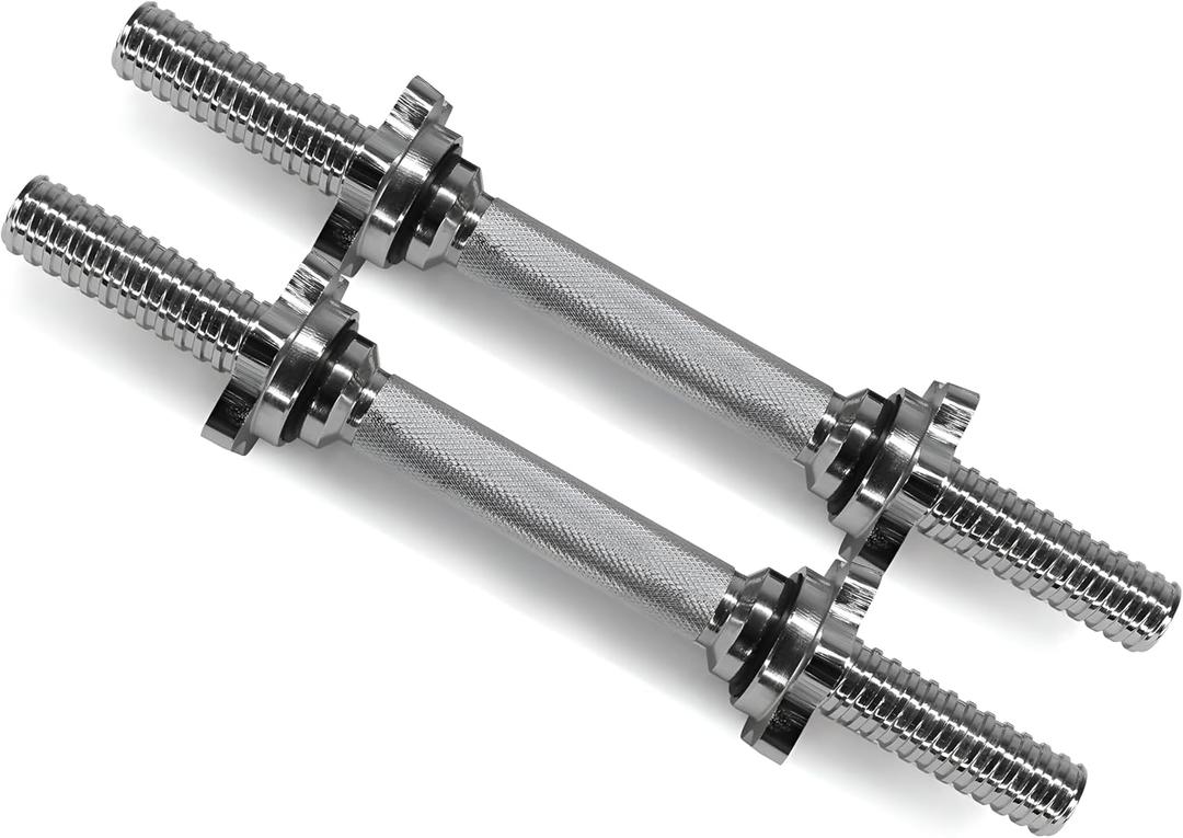 Yes4All Dumbbell Handles with Collars Standard for 1-inch Plates Weight Set (14", Chrome, Set of 2)
