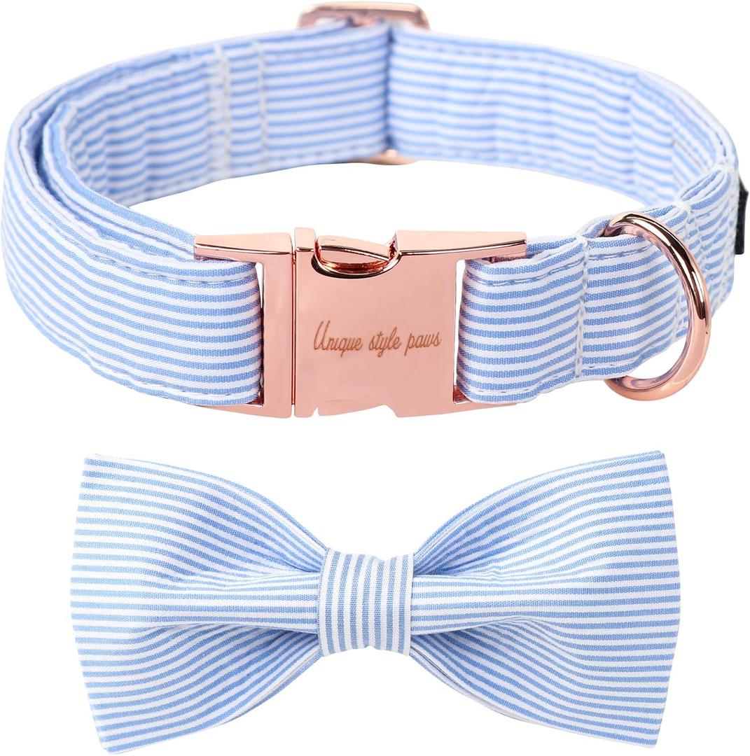 Unique Style Paws Pet Soft &Comfy Bowtie Dog Collar and Cat Collar Pet Gift for Dogs and Cats 6 Size and 7 Patterns (Stripe)