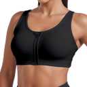 Women's Zip Front Sports Bra: High Support Front Closure Padded Bra for for Active Yoga Gym Workout (X-Large, Black)