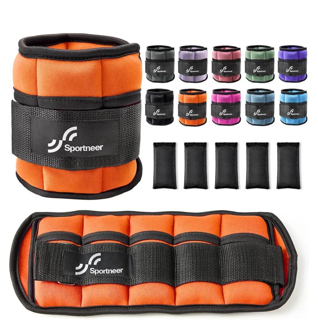 Sportneer Adjustable Ankle Weights Set - 1 Pair (2-10 lbs) Removable Sandbags for Women & Men, Comfortable Neoprene Leg Weights for Walking, Running, Pilates, Yoga, Home Workout & Physical Therapy