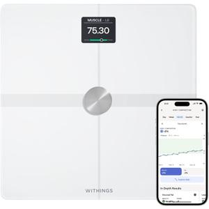 WITHINGS Body Smart - Accurate Scale for Body Weight and Fat Percentage, Body Composition Wi-Fi and Bluetooth Weight Scale, Baby Weight Scale, Smart Scale Apple Health Compatible, Bathroom Scale (White)
