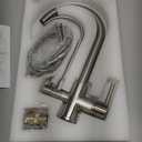 HUAHUA LALA Faucet KF001, Brushed Nickel, Kitchen, Single Hole, Ceramic Plate Valve, 2 Handles, Solid Brass, 3 in 1 Water Filter Purifier