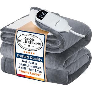 Bedsure Electric Blanket Twin - Soft Flannel Heated Blanket Twin Size, GentleSoft Fast Heating with 10 Time Settings & 6 Heat Settings, Warm Gift for Grandma (62x84 inches, Grey)