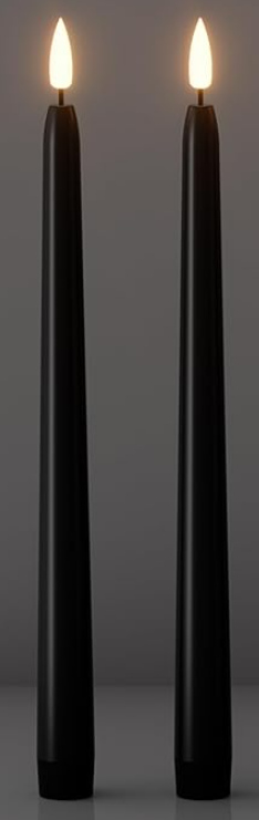Wondise Halloween Flameless Taper Candles with Remote & Timer, 2 Pack Black Halloween Candles Battery Operated LED 3D Wick Flickering Candles for Halloween Table Decorations