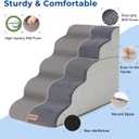 ZOMISIA Dog Stairs for High Beds - Pet Stairs Ramp for Couch, 35D Foam Dog Steps for Small to Large Pets, with Non-Slip Bottom Beige, 5 Steps