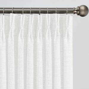 White Linen Pinch Pleated Semi Sheer Curtains 2 Panels 144 Inches Long, Back Tab with Hooks, Window Treatment Curtains for Living Room 42 Inch Wide
