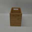 mDesign Rectangular Bamboo Trash Can Wastebasket, Garbage Container Bin - Built-in Handles - for Bathrooms, Powder Rooms, Kitchens, Home Offices - Natural