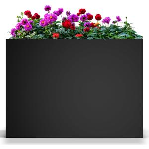 Nessxa Tall Metal Planter Box for Outdoor Plants 38" L x 13" W x 30", Heavy Duty Steel Large Rectangular Planter Box with Removable Insert Shelf, Modern Decor for Tall Plants, Trees, Flowers (Black)