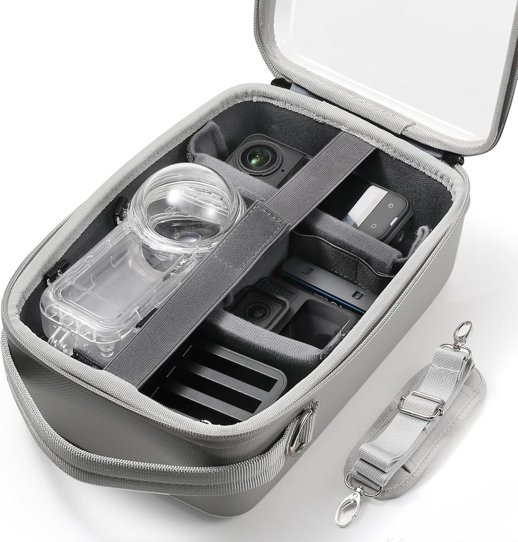 Carry Bag for Insta360 Go Ultra X5 X4 Air X3 Dive Case For Canon/Nikon/Micro SLR Len Tripod Travel Accessories with Dividers and Shoulder Strap (Only Case)