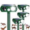 1 Pack Solar Animal Repellent Ultrasonic Outdoor Raccoon Squirrel Fortress Pro Cat Deterrent Deer Repellent with Motion Detection Strobe Light,Waterproof Repeller for Rabbit Dog Skunk for Yard