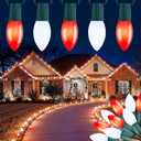 Vintage C9 LED Christmas Lights Outdoor, 100 Feet String with 100 Shatterproof Matte Bulbs, Connectable Waterproof Tree Lights for Holiday Roofline Backyard Garden Decor, Red & Pure White