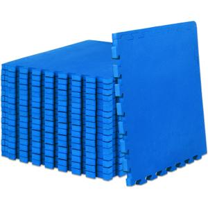 ProsourceFit Weaved Pattern Extra Thick Exercise Puzzle Mat 1-inch, EVA Foam Interlocking Tiles for Protective, Cushioned Flooring for Home and Gym Equipment; Blue, 72 SQ FT, 18 Tiles