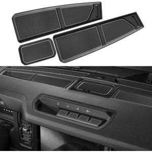SENSHINE Silicone Dash Dashboard Cover Mat for Ford Bronco Accessories 2021 2022 2023 2024 2025 Anti Dust Dash Pad Tray Insert Liners Compartments Mat for Bronco 3Pcs Set Premium Custom (Gray Trim)
