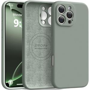 Ktele Magnetic for iPhone 16 Pro Max Case [Compatible with Magsafe] [Premium Silicone Satin-Smooth Touch] Slim Shockproof Anti-Scratch Microfiber Lining Case, 6.9 inch, Calke Green