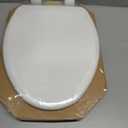 Mayfair Linden Slow Close Toilet Seat, Non Slip Heavy Duty Wood, Easy Install, Elongated, White