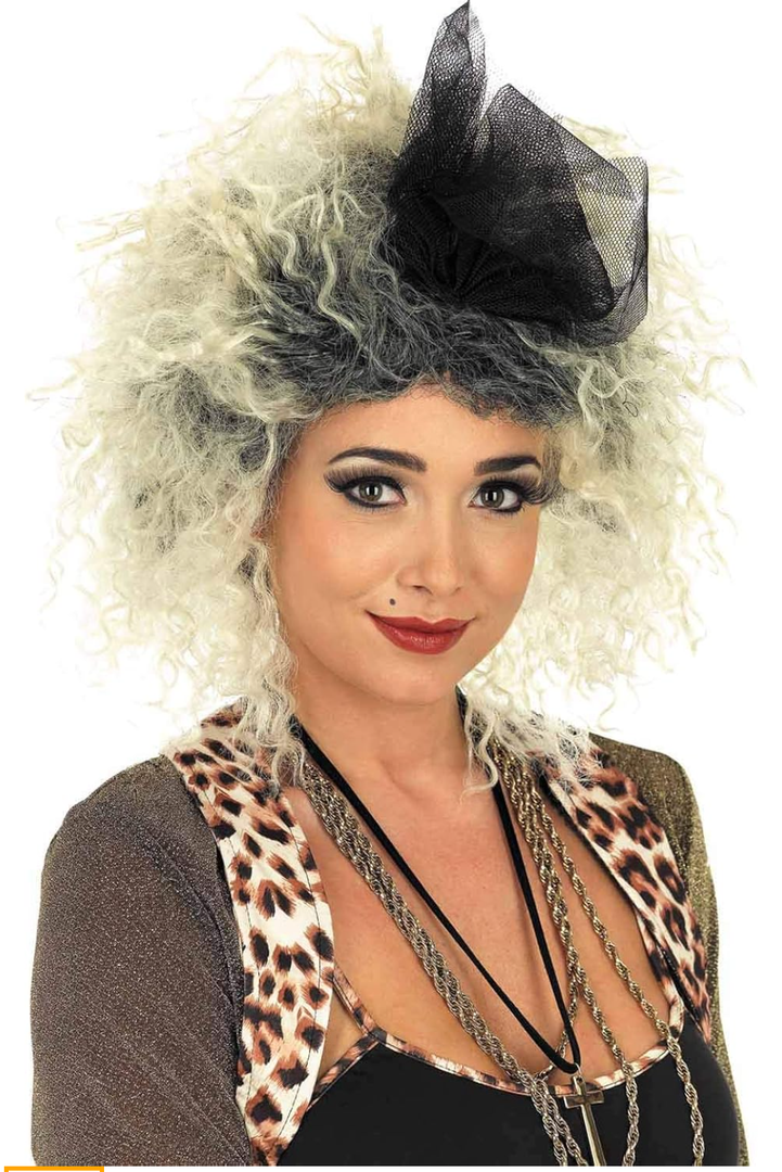 Fun Shack 80s Pop Diva Wig, Blonde Mullet Wig for Women, Big Hair Rockstar Wig, 80s Wigs for Women, Rock Band Costume Accessory
