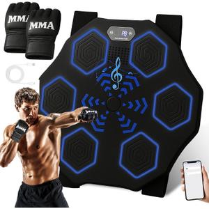 Punching Music Boxing Machine for Adults - Wall Music Punching Machine Adult w/Bluetooth, 9 Speed Level, Light up Boxing Target, Gloves - Music Boxing Machine Workout Pad for Home
